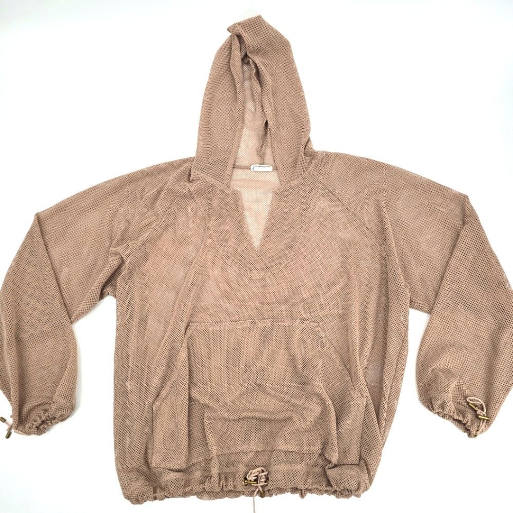 Free People Movement Leilani Hoodie Womens Peach Mesh Sheer Coverup Pullover S